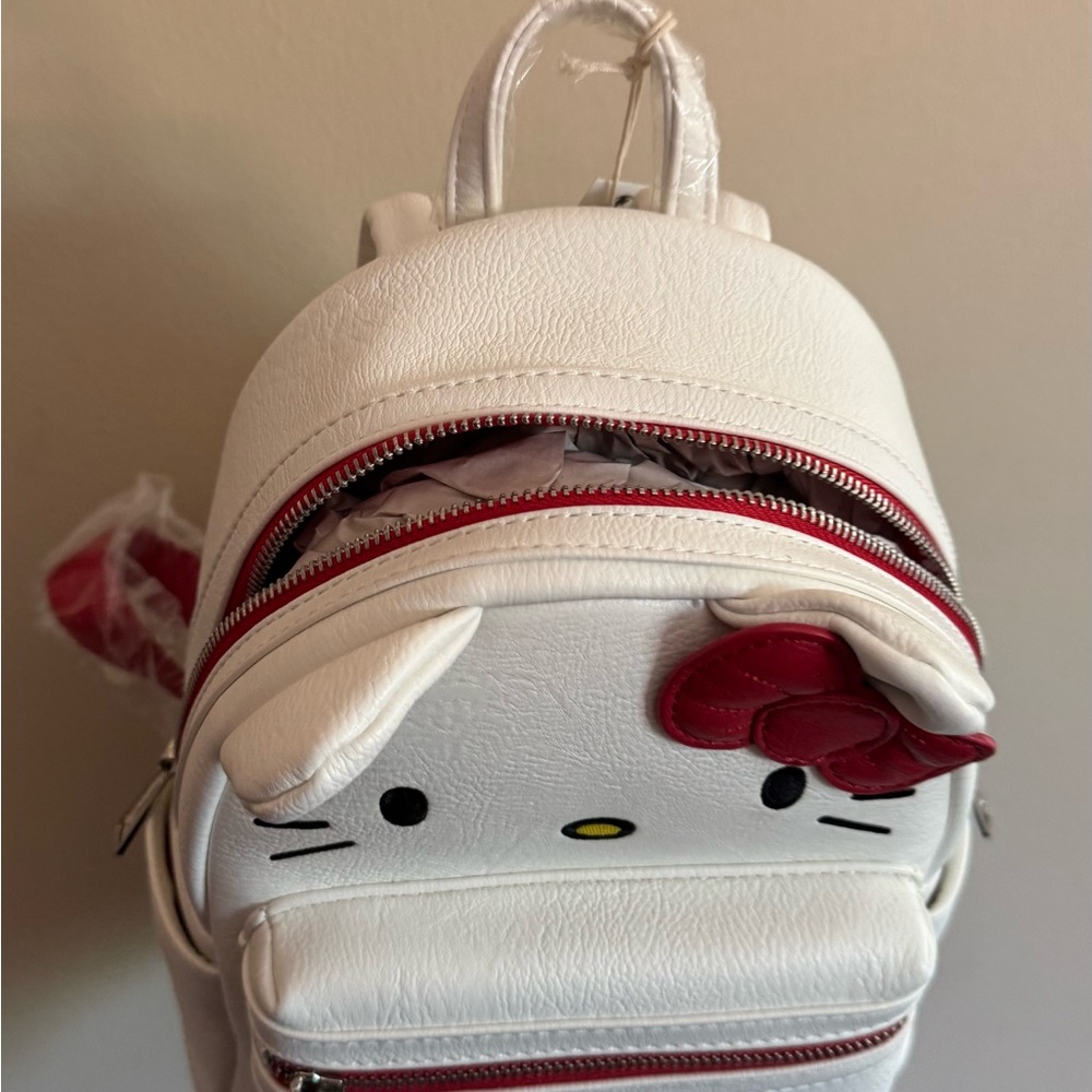 Hello Kitty White and Red Mini Backpack with Bow Accent by Loungefly - Picture 2 of 5
